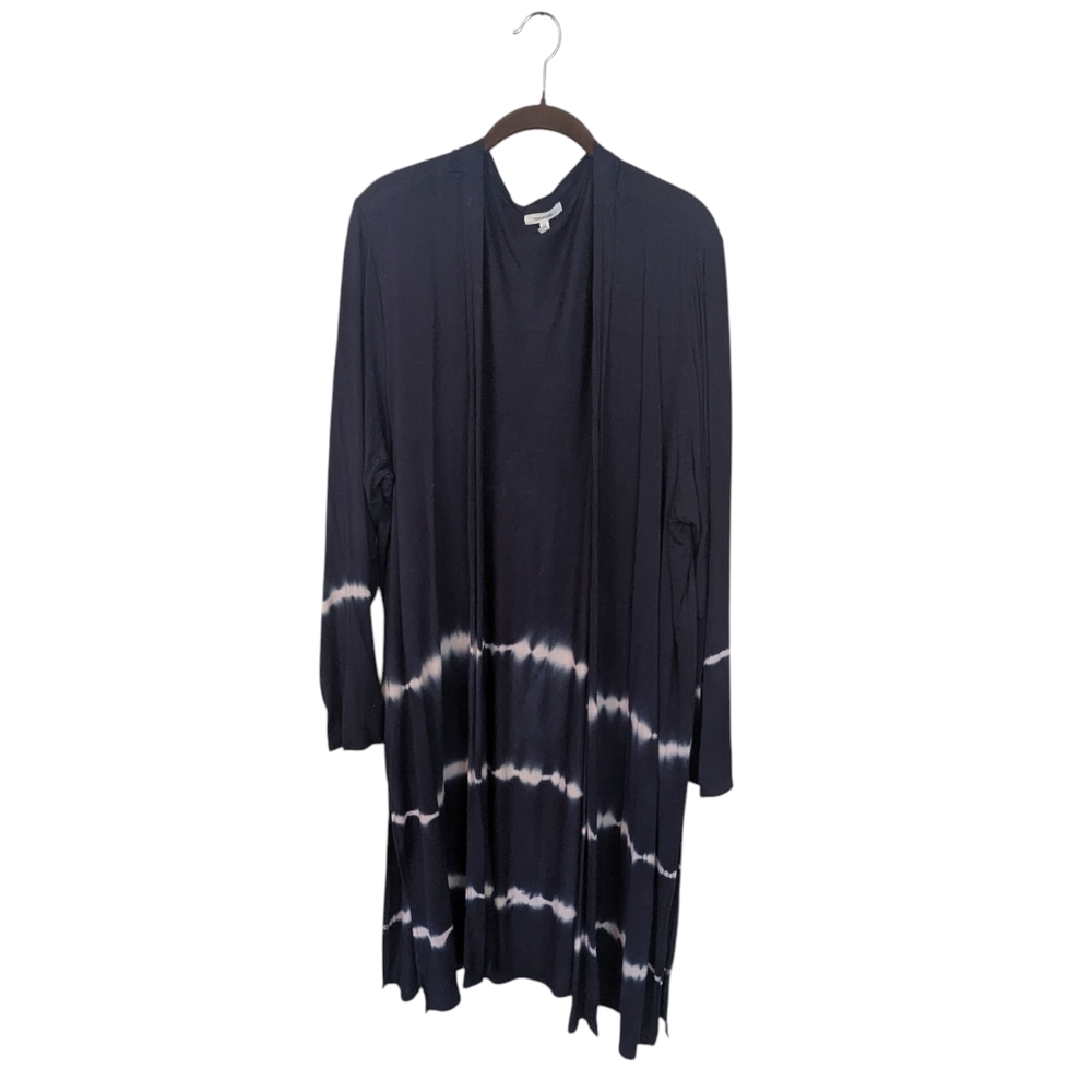 Maurices Blue Tie Dye LS Open Front Longline Cardigan Top Robe Women's Size 2